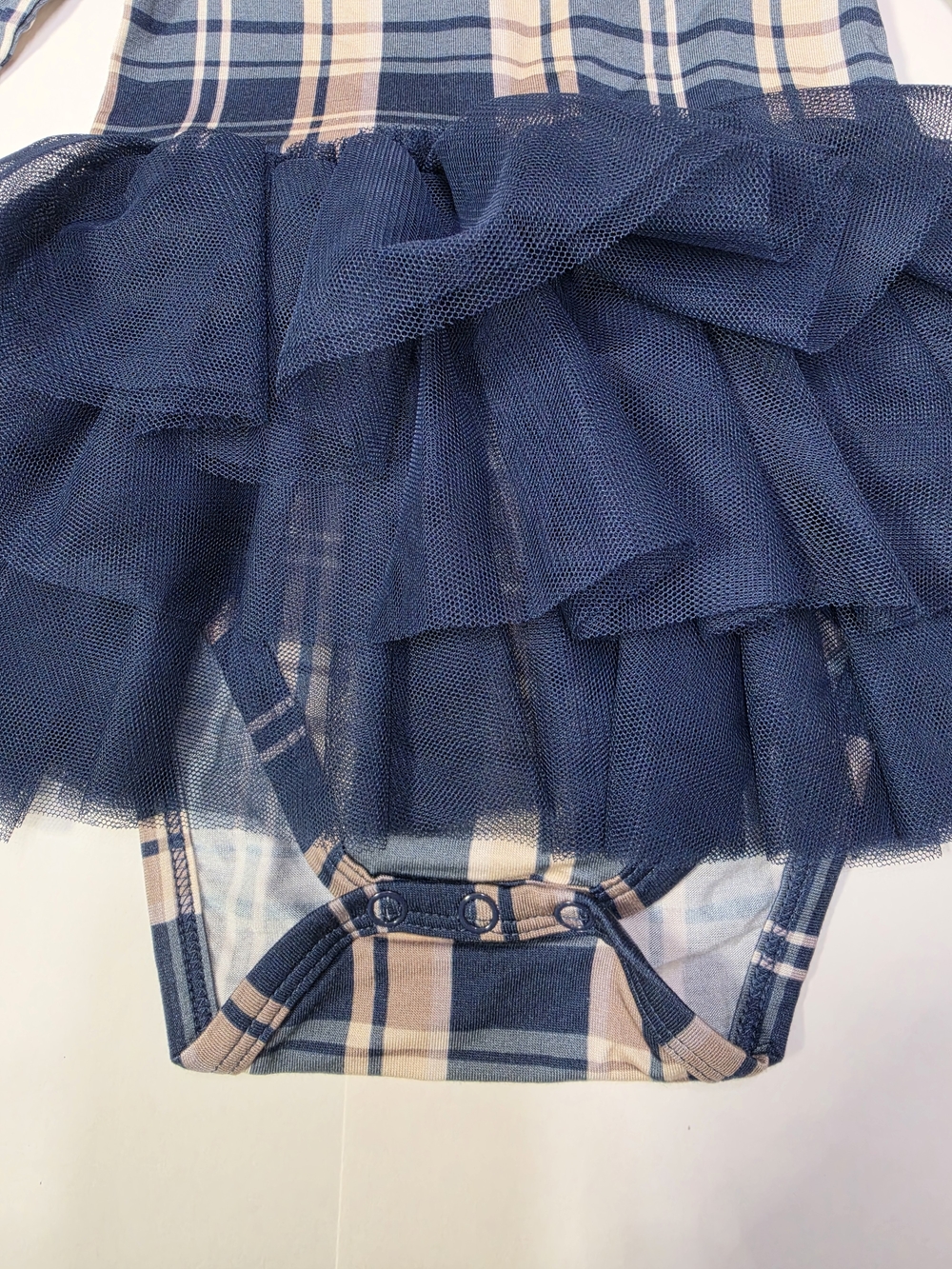 Posh Peanut PP Tulle Bodysuit Twirl 18/24 Joseph print Navy Plaid Baby Girl - Picture 3 of 4